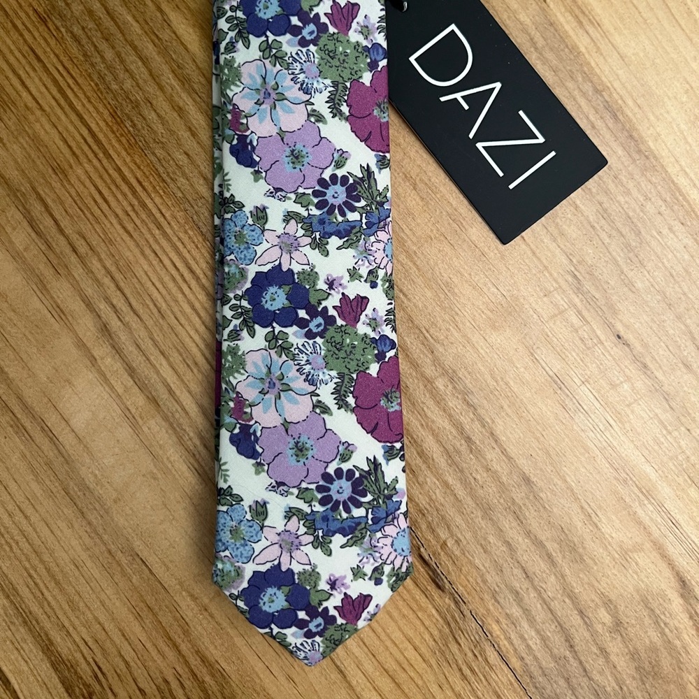 DAZI neck tie purple lavender flowers floral